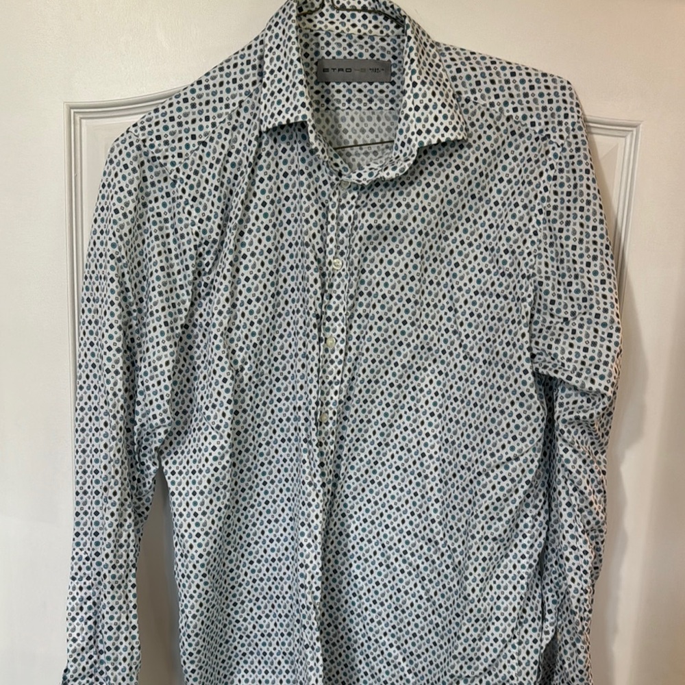 Etro Men's Blue Patterned Shirt